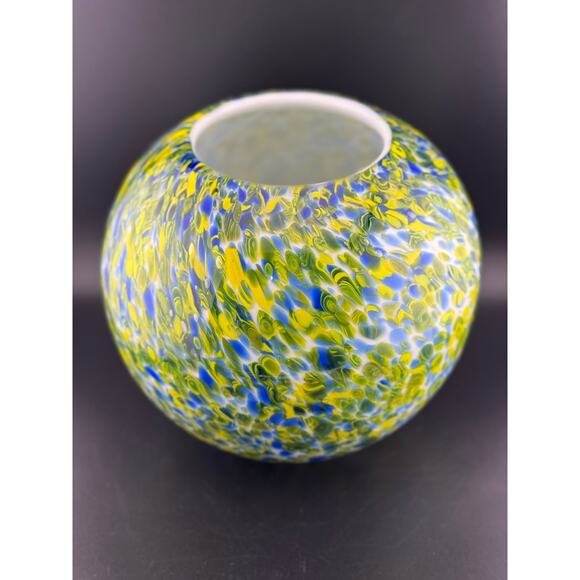 Yellow & Blue Swirl Glass Vase - Picture 2 of 5